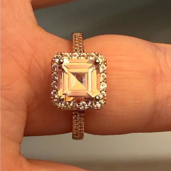 Women’s Lab Created Champagne Sapphire Ring - Picture 12 of 13